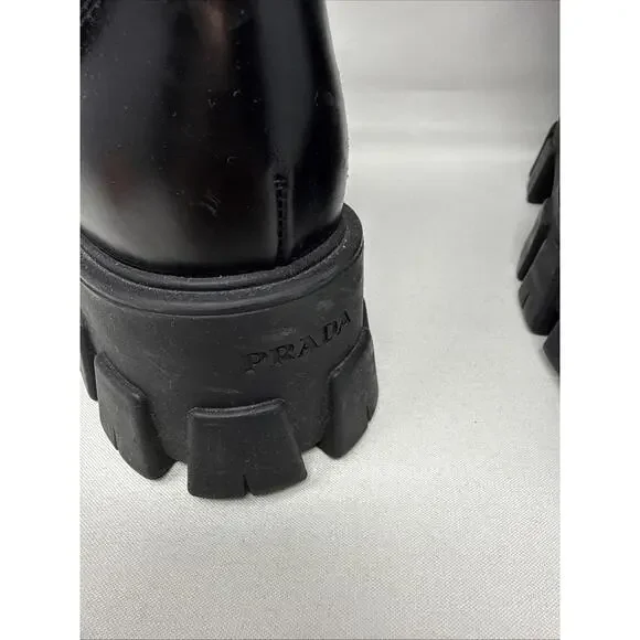 Prada Lug Sole Leather combat Boots Size 38